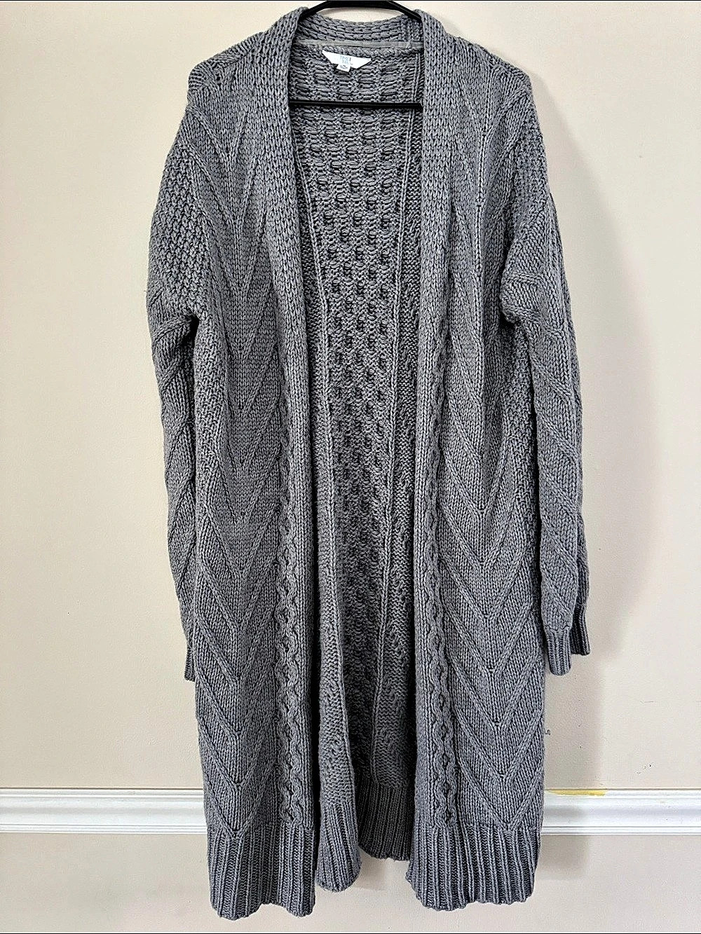 Long Knit Cardigan in Gray